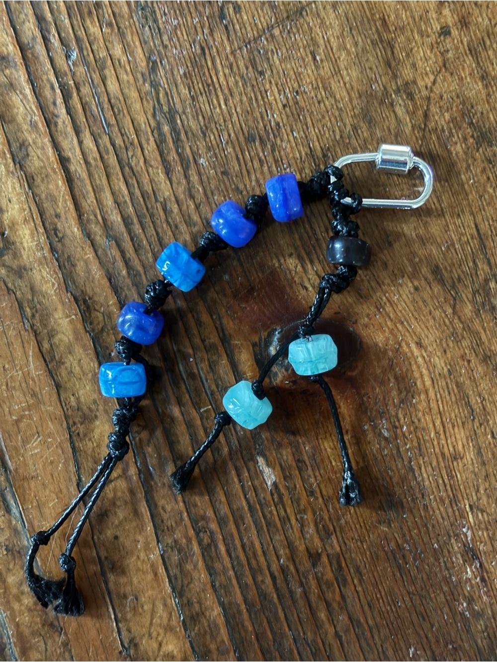 Handmade Blue Beaded Men’s Keychain Accessory
